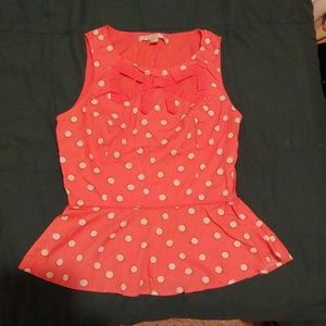 DONATING 5 for $25 Pink cream dot peplum top